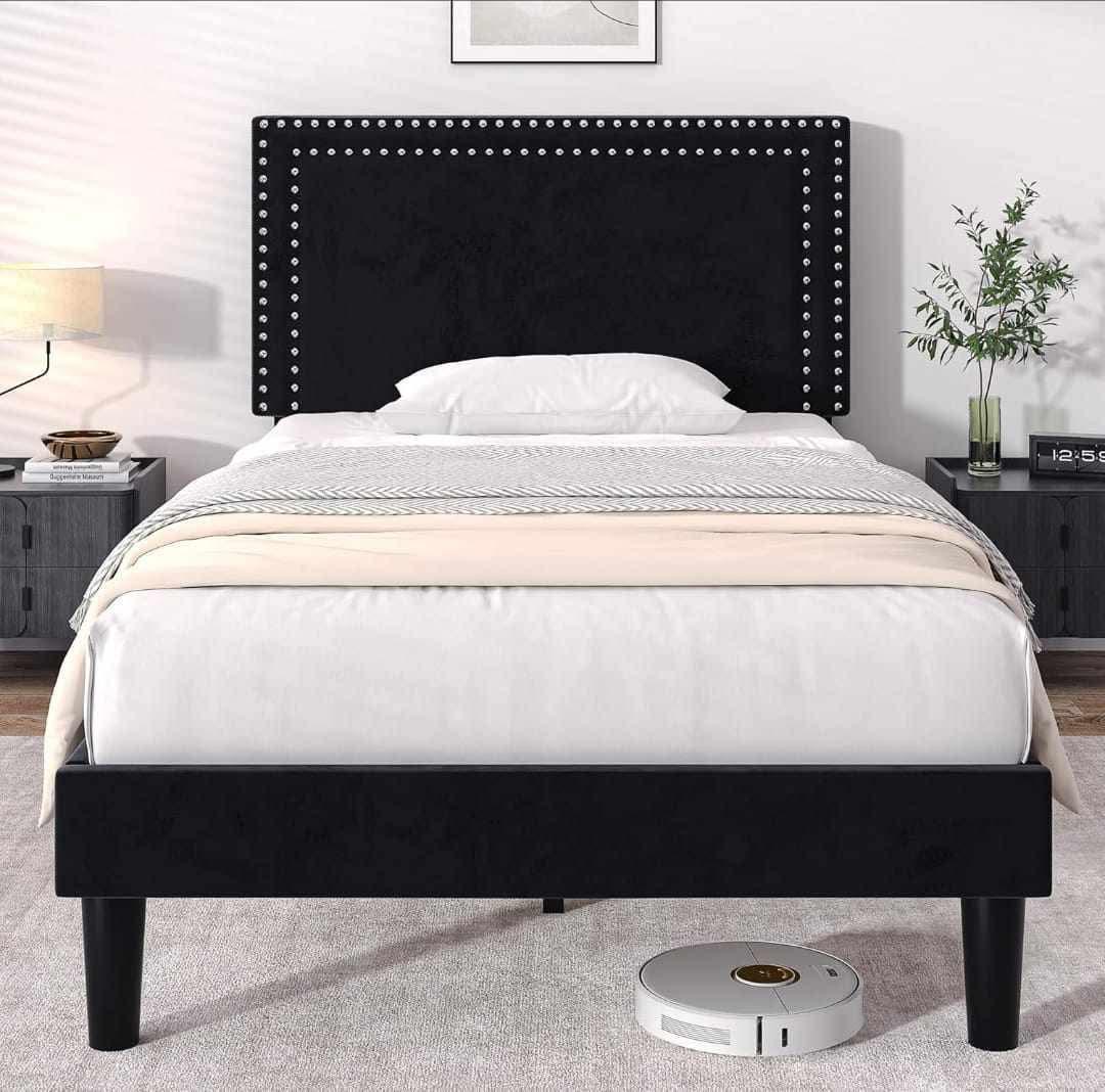 Black nailhead trim twin headboard